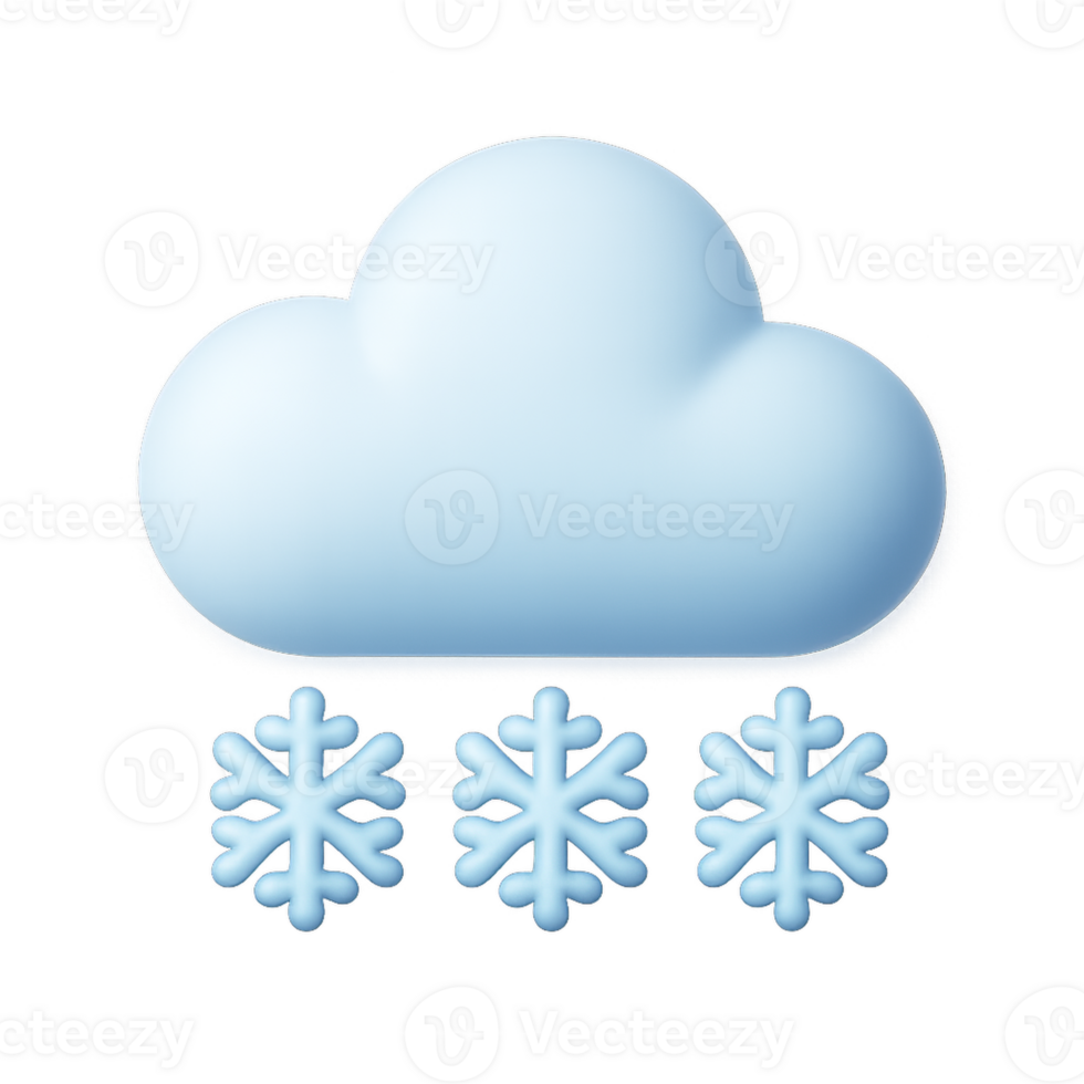 3D Simple Snow Icon Design for Winter Themed Projects png
