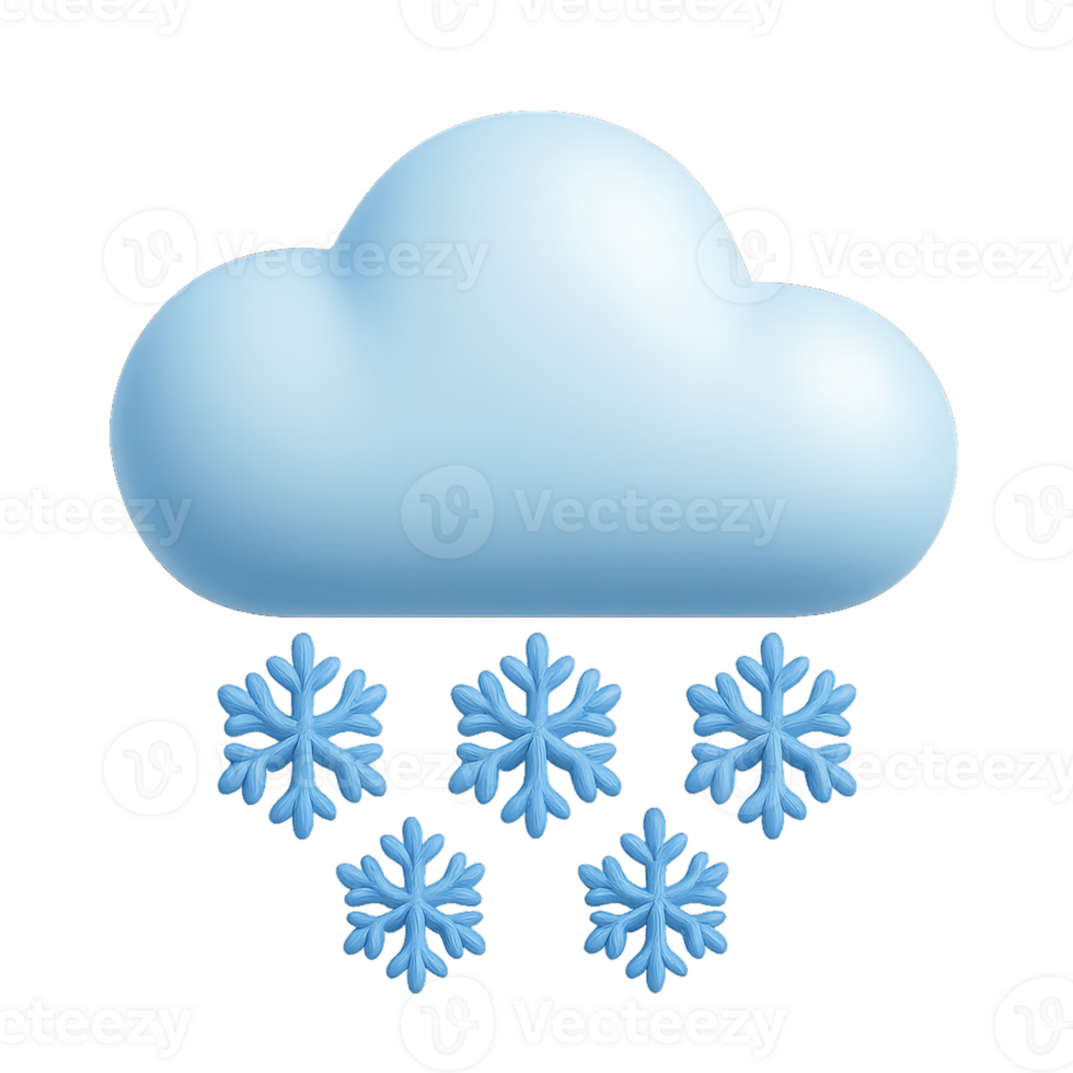Simple 3D Snow Icon with Blue Cloud and Snowflakes for Designs png