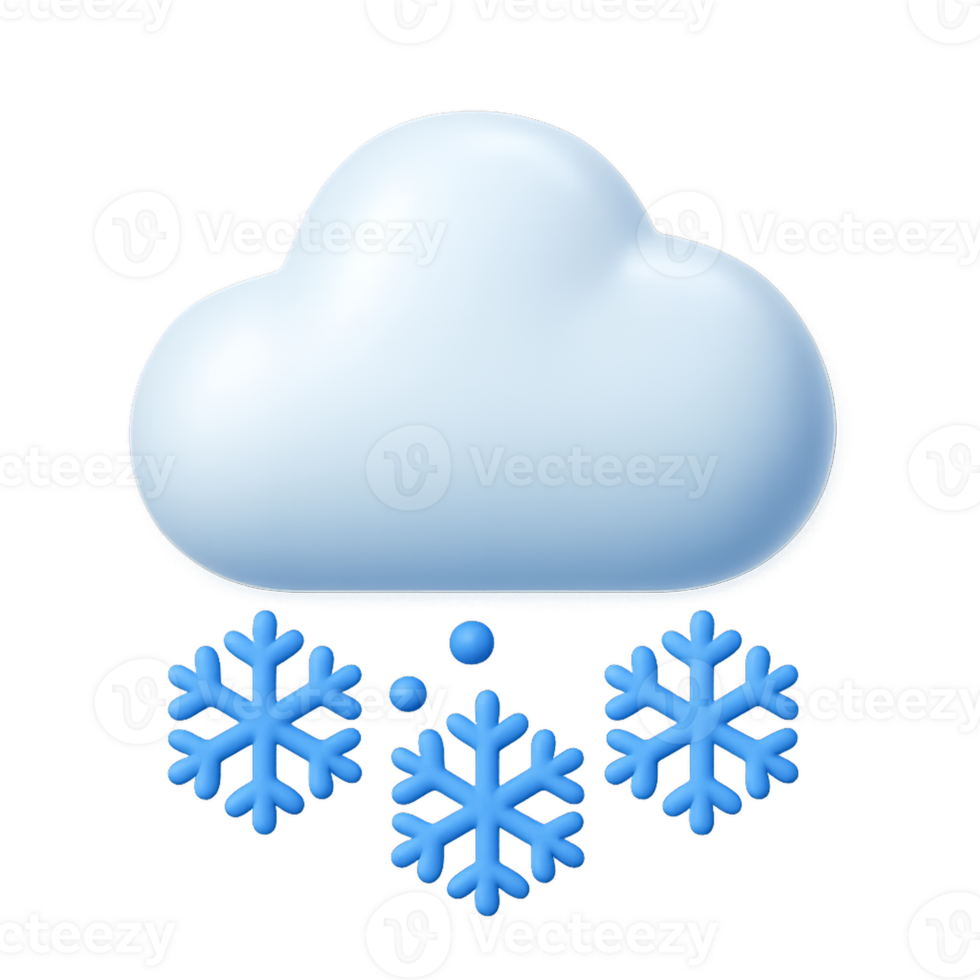 Simple 3D Snow Icon with Falling Snowflakes for Creative Use png
