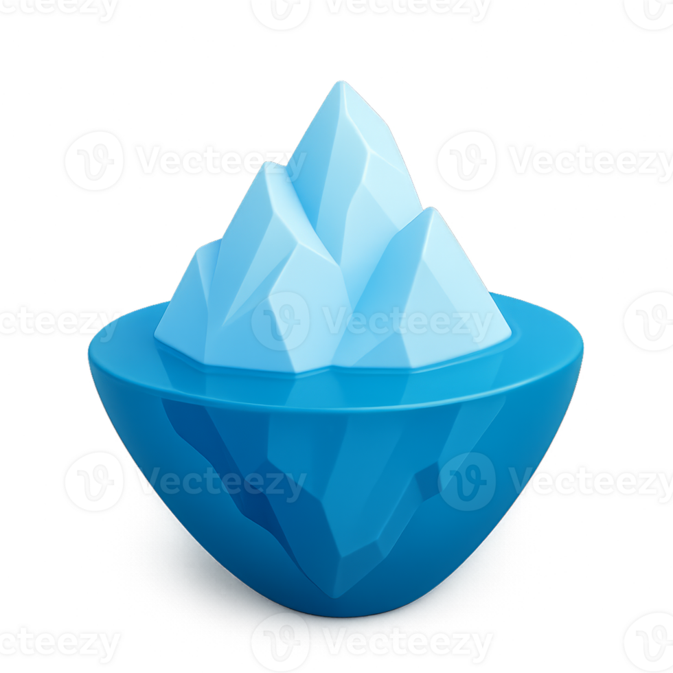 Simple 3D Iceberg Icon on Blue Bowl for Creative Projects png