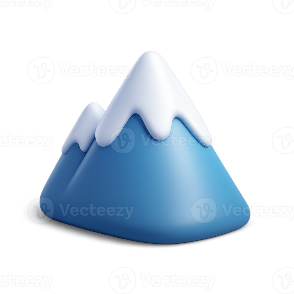 3D Simple Icon of Snow-Capped Mountain with Soft Curves and Colors png