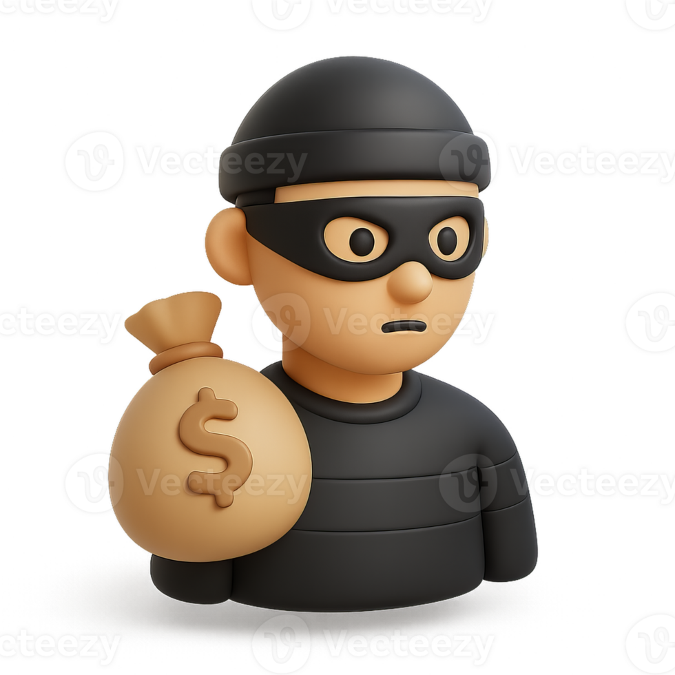 Simple 3D Thief Icon for Creative Projects and Design Use png