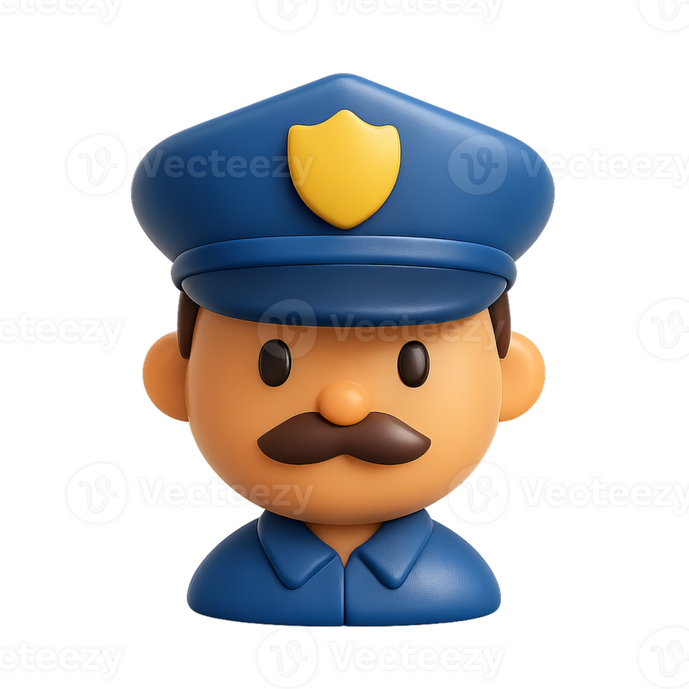 Cute 3D Police Icon with Blue Uniform and Friendly Expression png