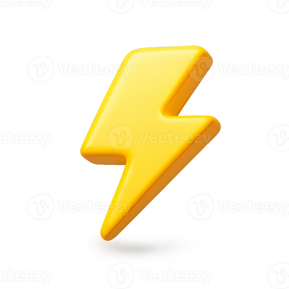3D Yellow Lightning Icon for Simple Graphic Design Projects png