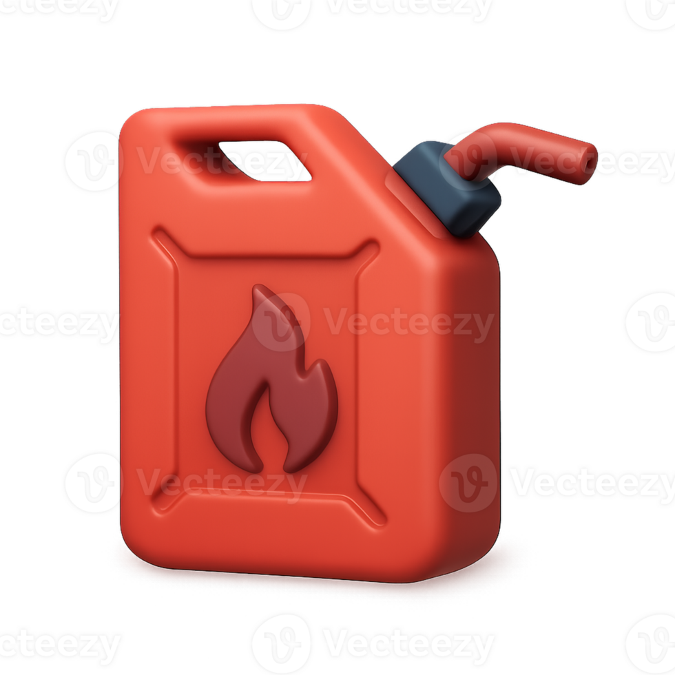 Realistic 3D Icon of a Gasoline Canister with Flame Emblem png