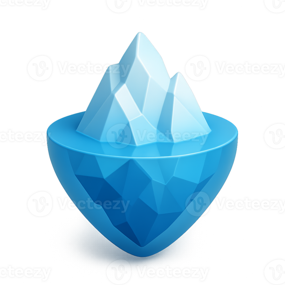 3D Iceberg Icon on a Blue Background for Simple Design Use png