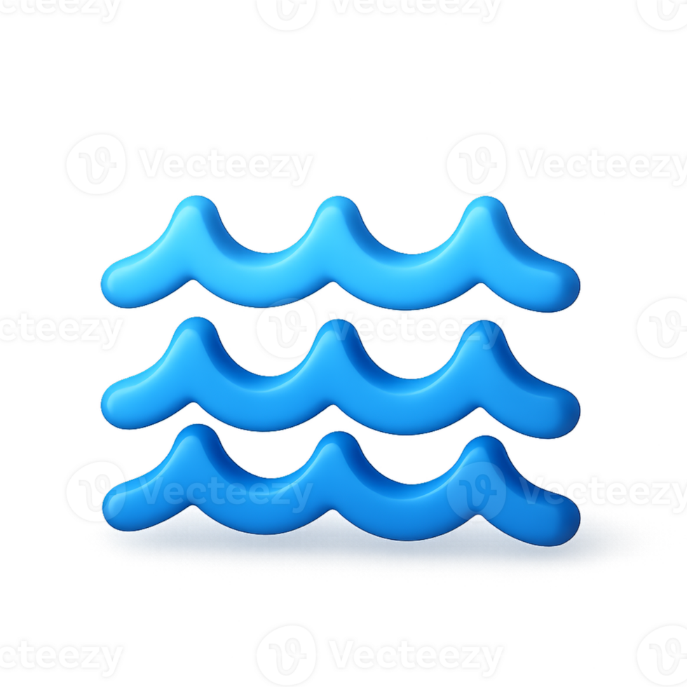 Blue 3D Sea Waves Icon Design for Creative Projects and Graphics png