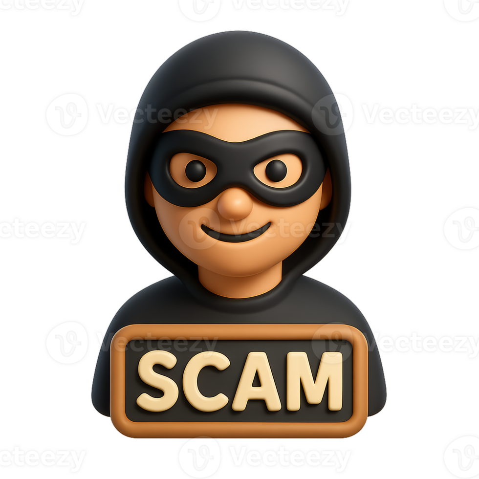 3D Icon of a Scammer Character Representing Fraud and Deception png