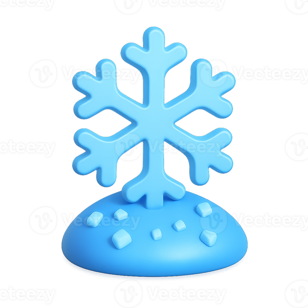 3D Ice Flake Icon on Simple Blue Background for Creative Projects png