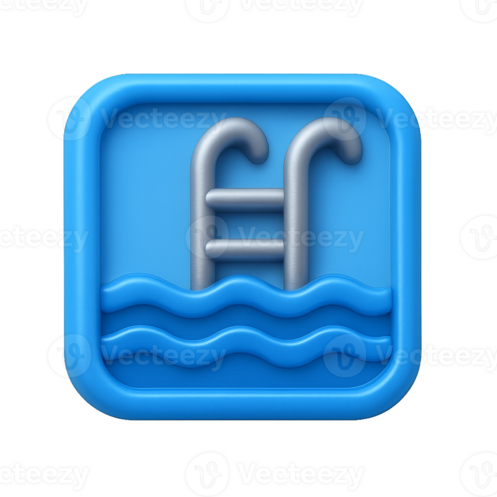 3D Pool Icon Design in Blue Color Scheme for Simple Graphics png