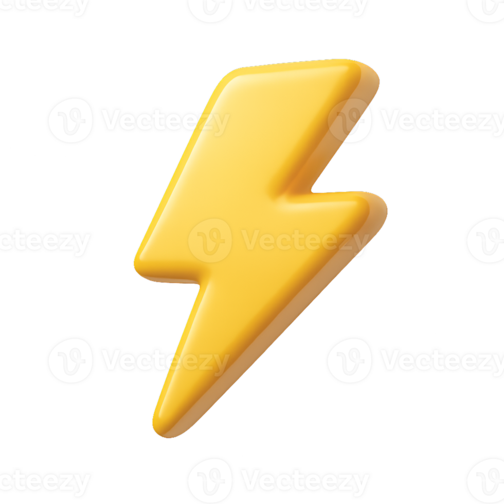 3D Yellow Lightning Icon with Simple Design for Creative Use png