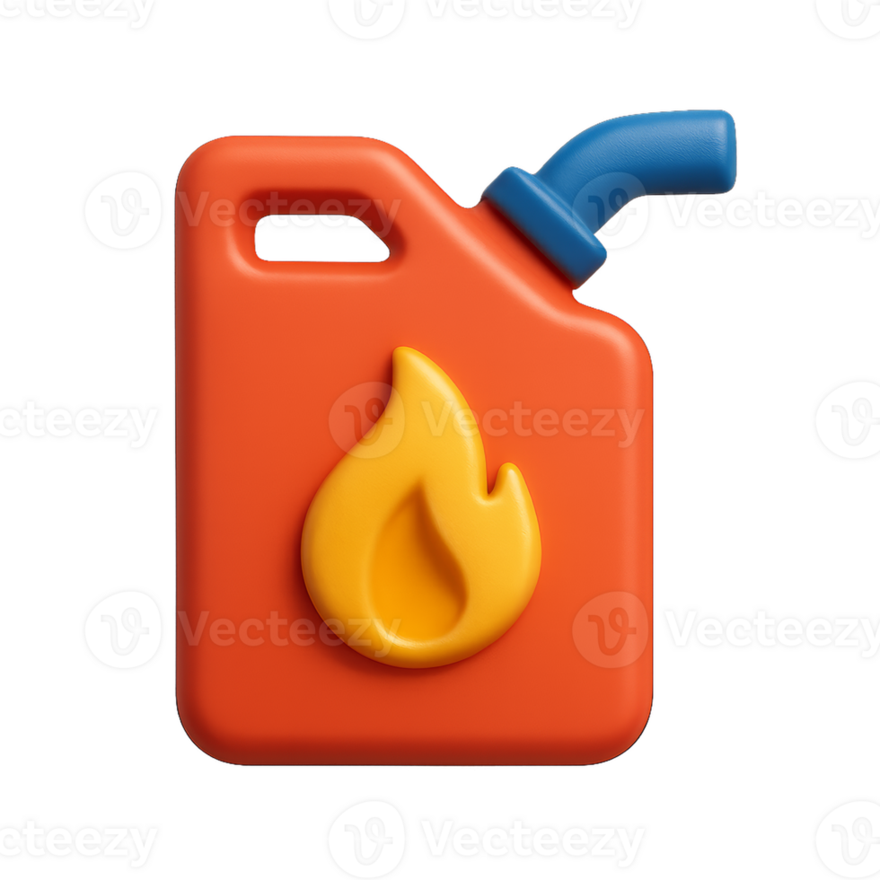 Simple 3D Icon of Gasoline Container with Flame Symbol png