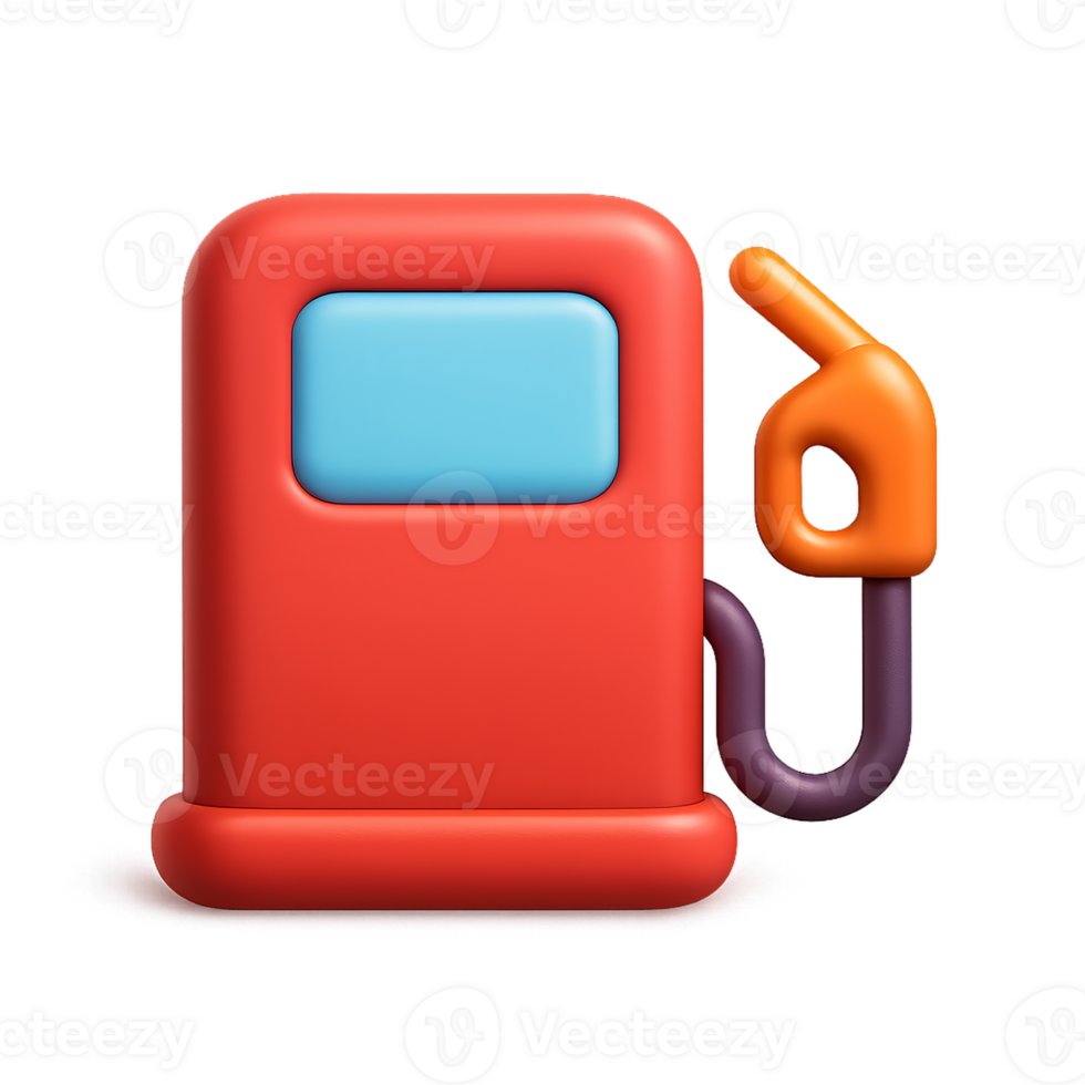 Simple 3D Icon of a Gas Station Pump with Colorful Design png
