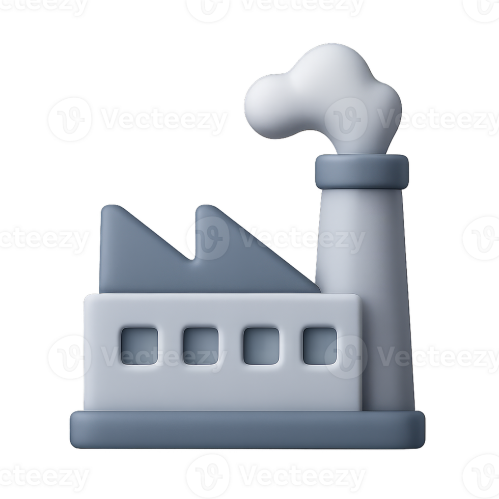 Simple 3D Factory Icon for Digital Design and Illustrations png