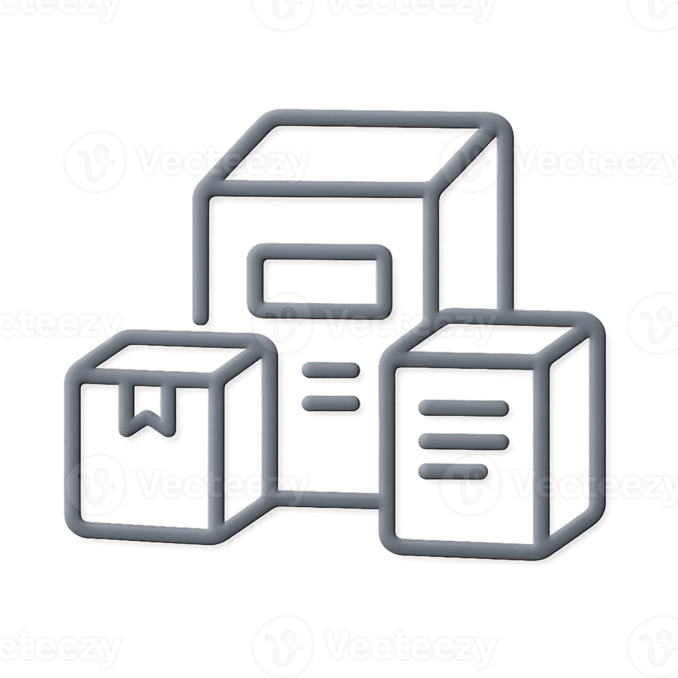 Simple 3D Icon of Product Boxes for Creative Design Projects png