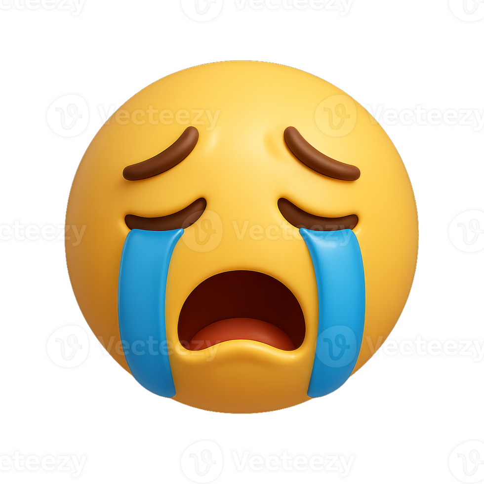 3D Simple Crying Icon with Tearful Expression for Digital Use png