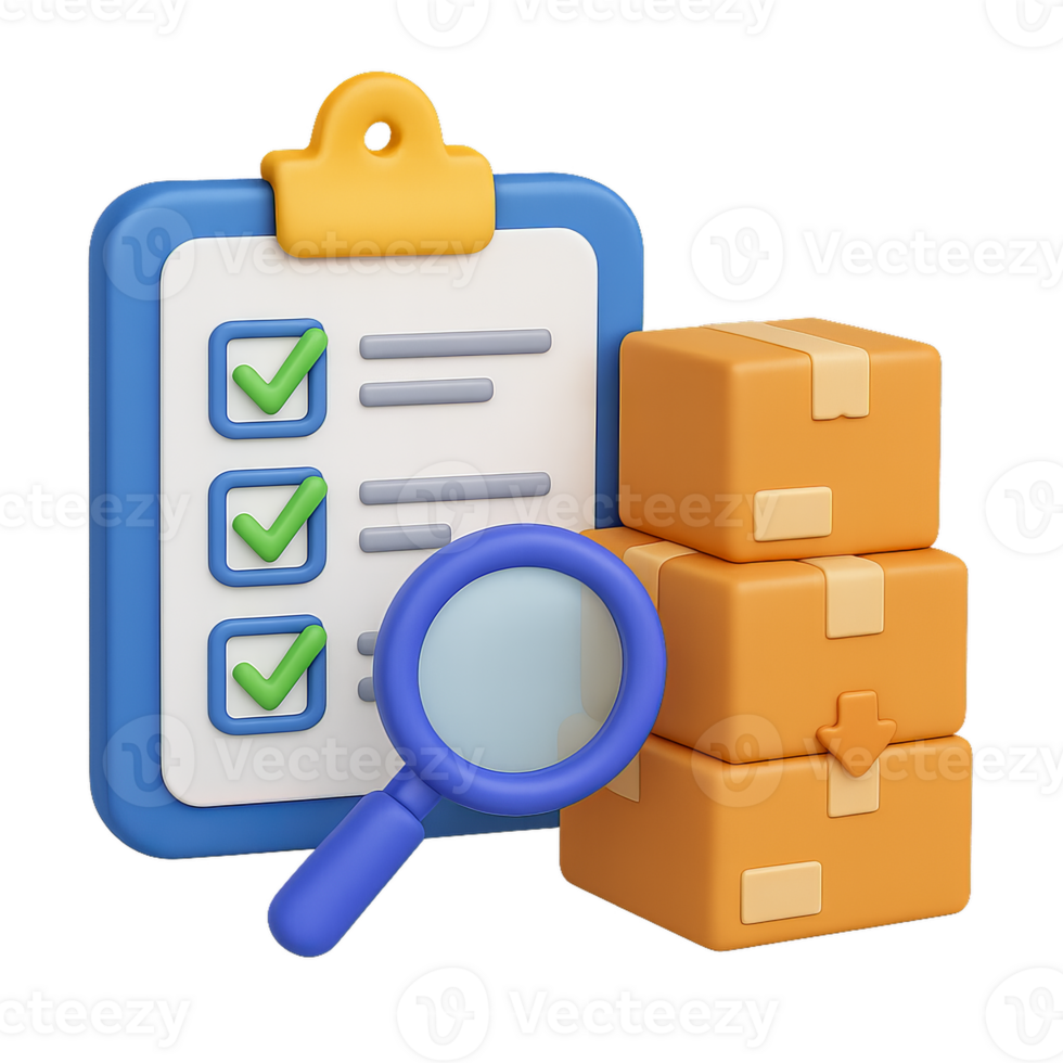 3D Inventory Checker Icon for Simple Visual Organization Tools png