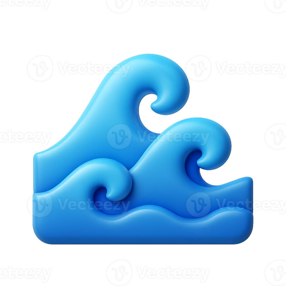 Simple 3D Ocean Wave Icon Design for Creative Projects png