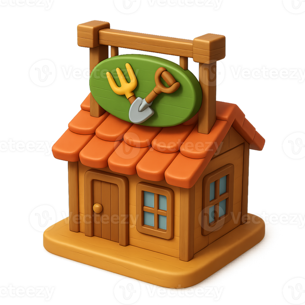 Simple Farm Tool Shop Icon with Shovel and Rake Design png