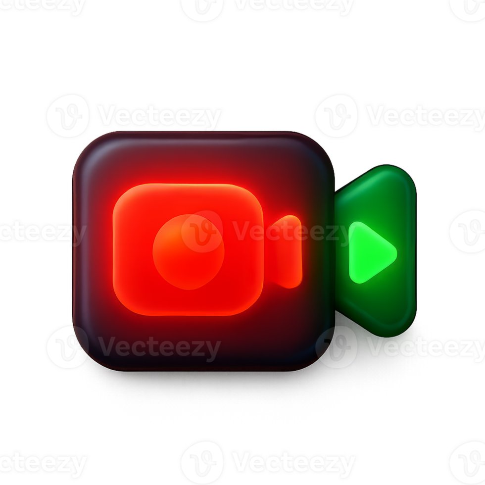 3D Gaming Icon with Camera and Play Button Design Element png
