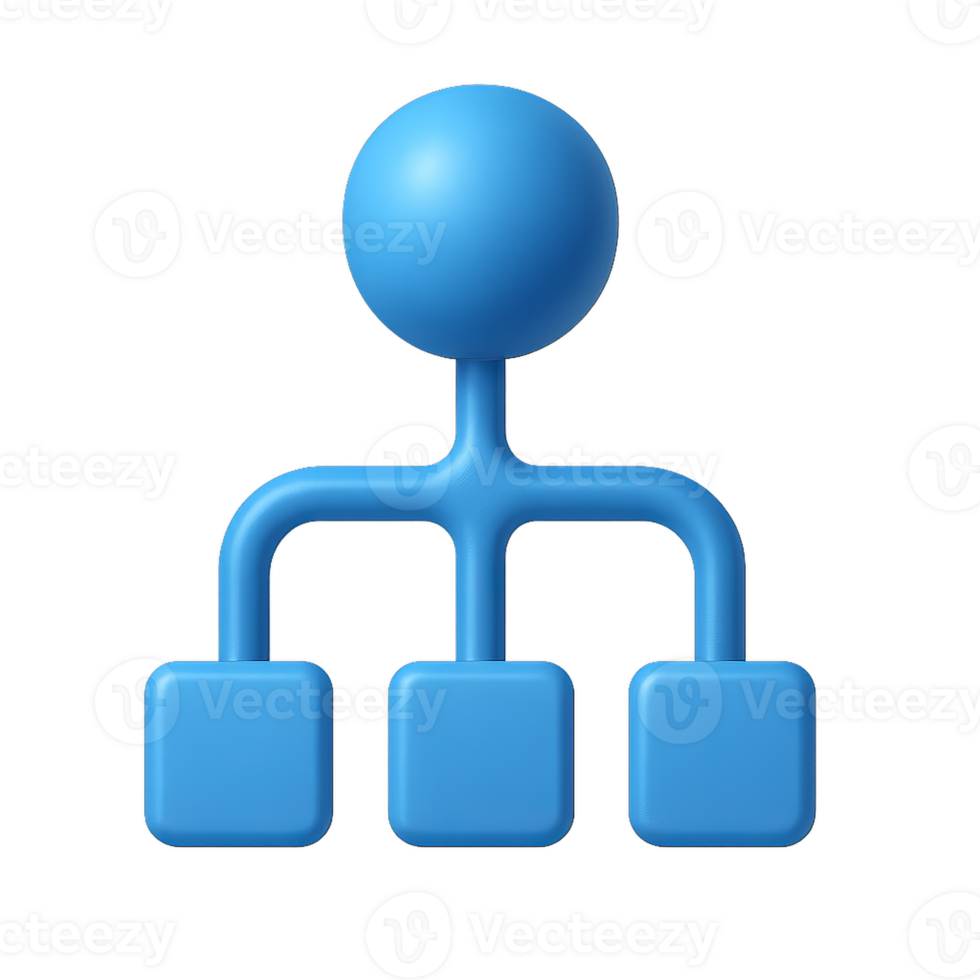 3D Simple Network Icon for Visualizing Connections and Relationships png