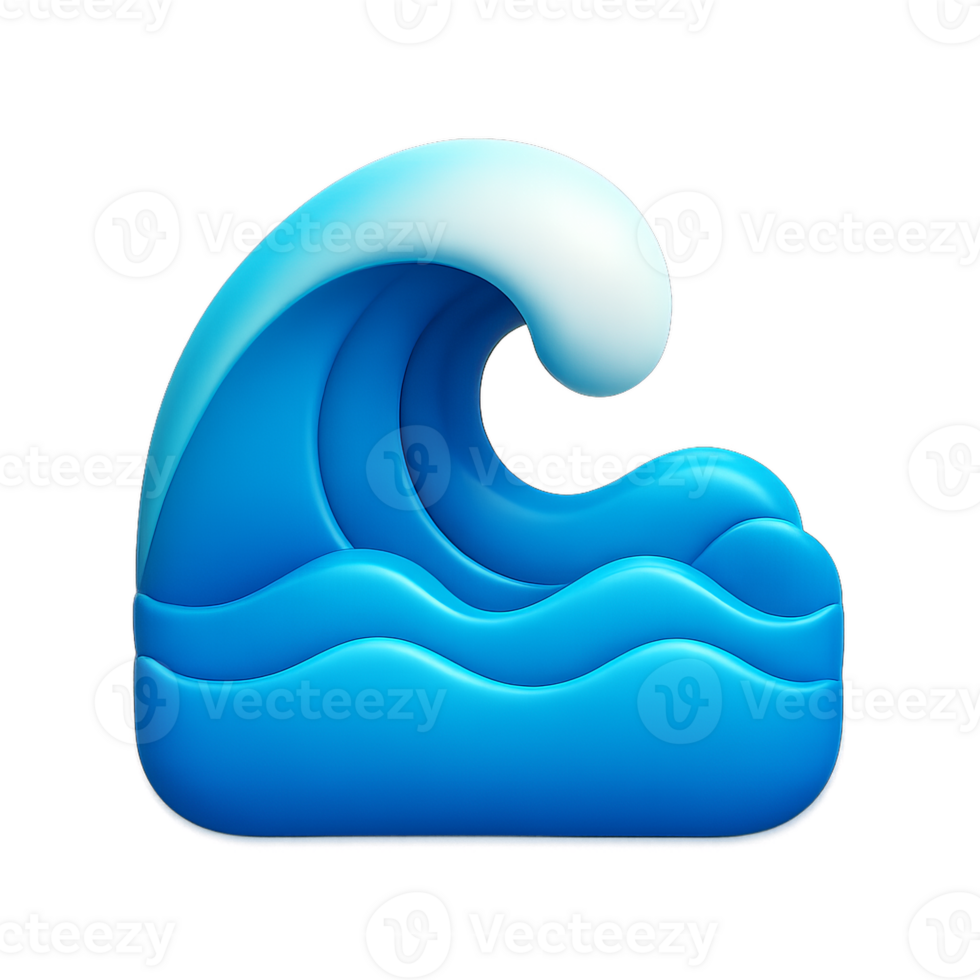 Simple 3D Ocean Wave Icon for Digital and Graphic Projects png