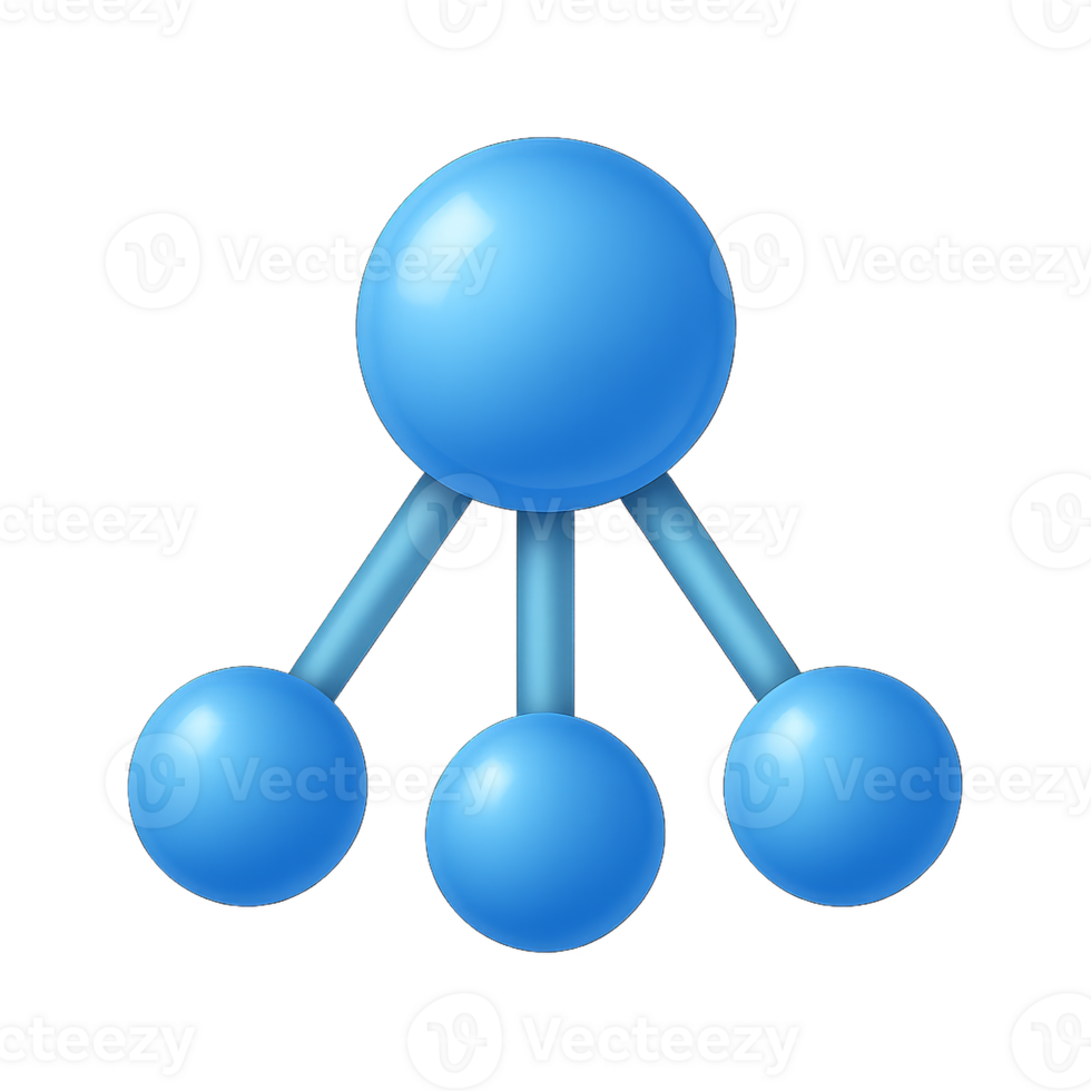 Simple 3D Network Icon with Blue Spheres and Connecting Lines png