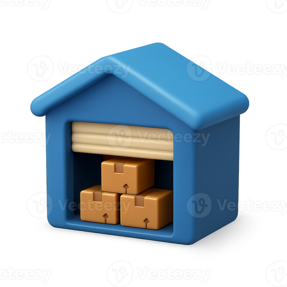 Simple 3D Warehouse Icon with Boxes for Graphic Design Needs png