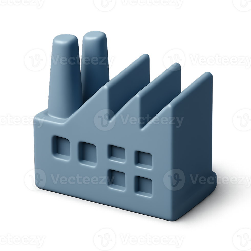 Simple 3D Factory Icon for Creative Design and Digital Projects png