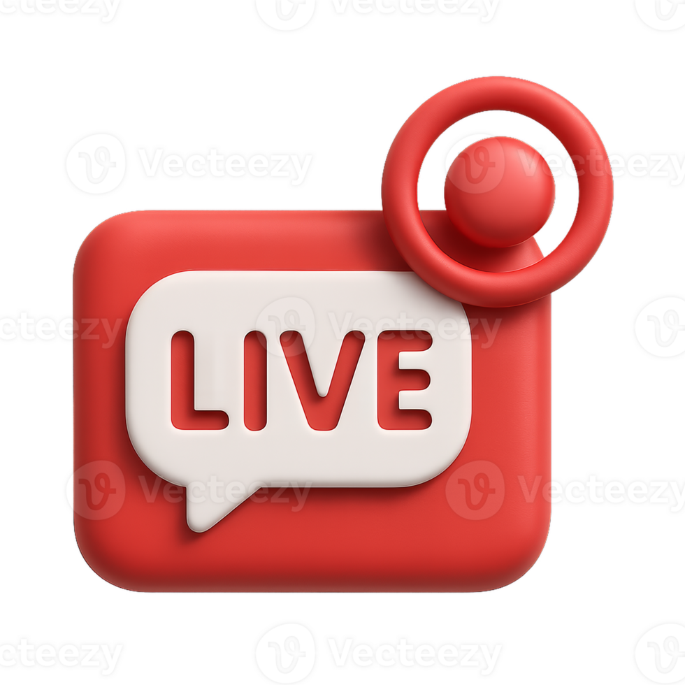 Vibrant Red Live Streaming Icon for Digital Content Creation png