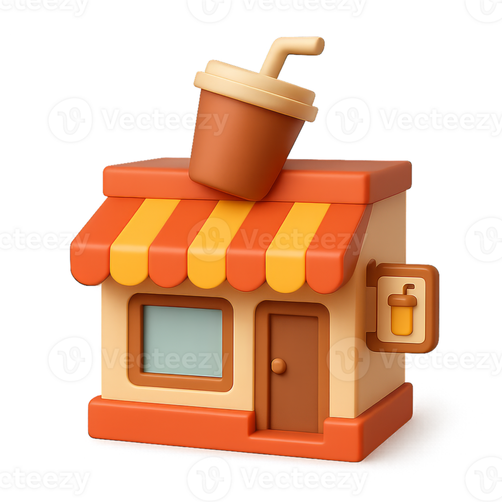 3d simples bebida fazer compras ícone com copo em cobertura e colorida listras png