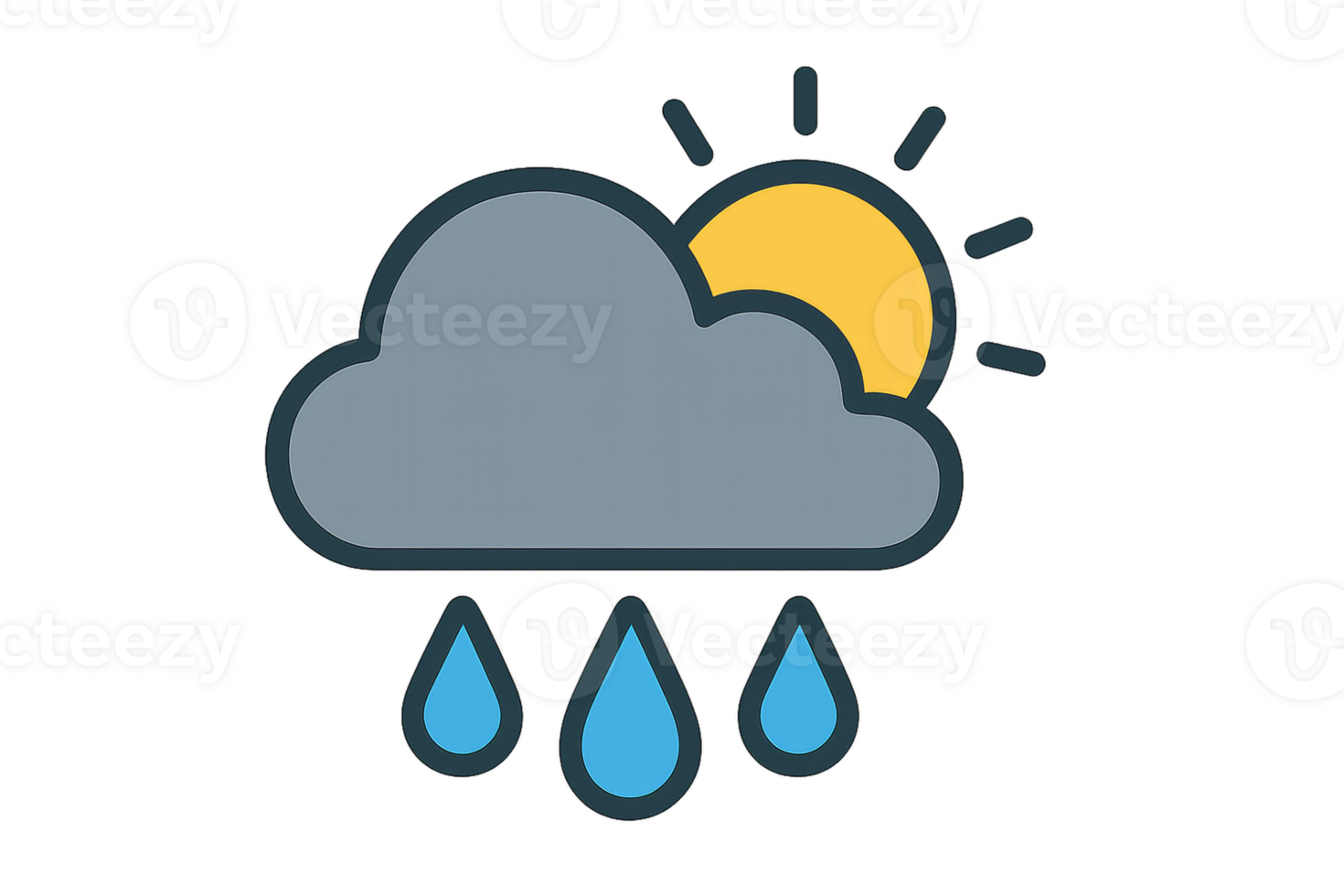 Simple Icon of a Cloud with Rain and Sun for Rainy Season png