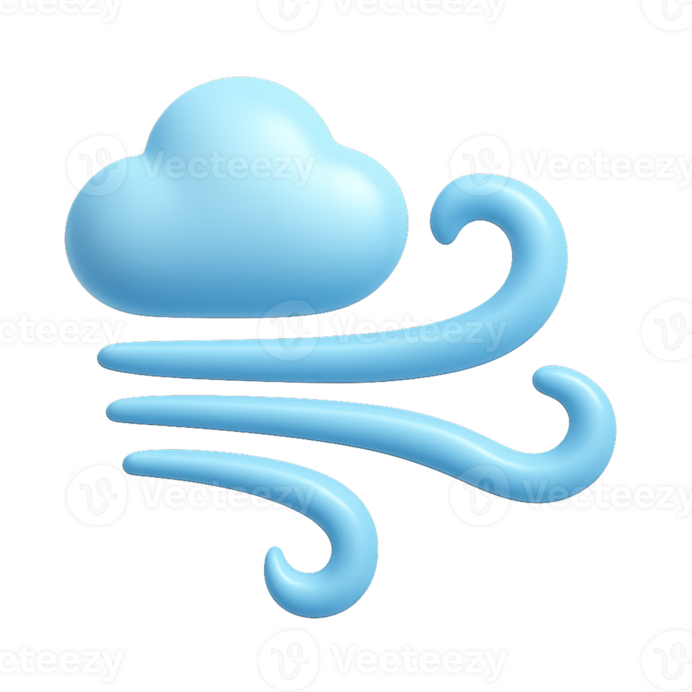 3D Icon Representation of Air with Simple Cloud and Wind Graphics png