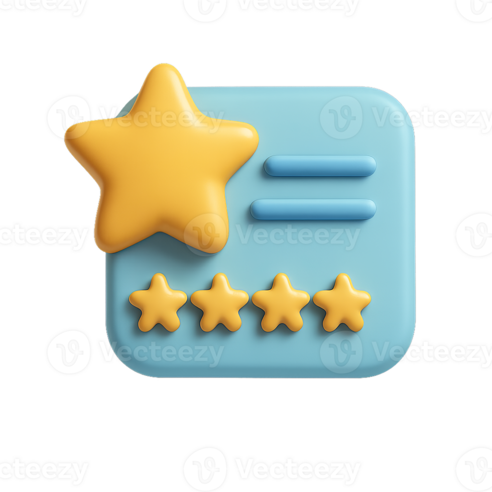 Simple 3D Icon for Product Review with Star Rating Design png