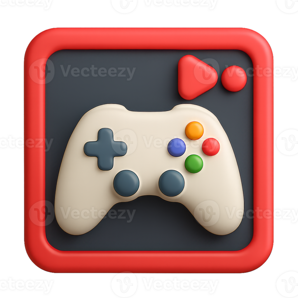 Colorful 3D Game Icon for Streaming Channel Design png