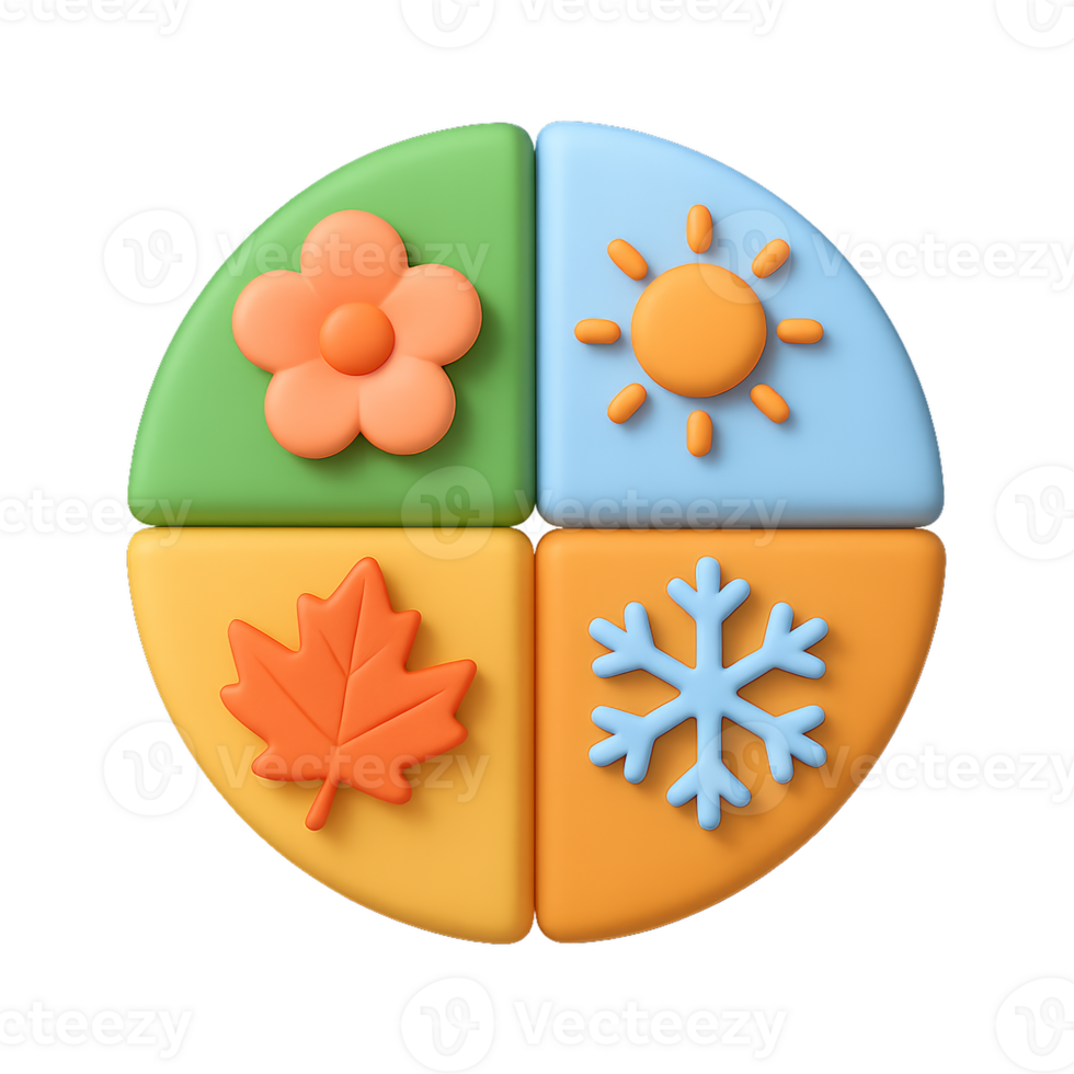 Colorful Seasonal Symbols Representing Spring, Summer, Autumn, Winter png