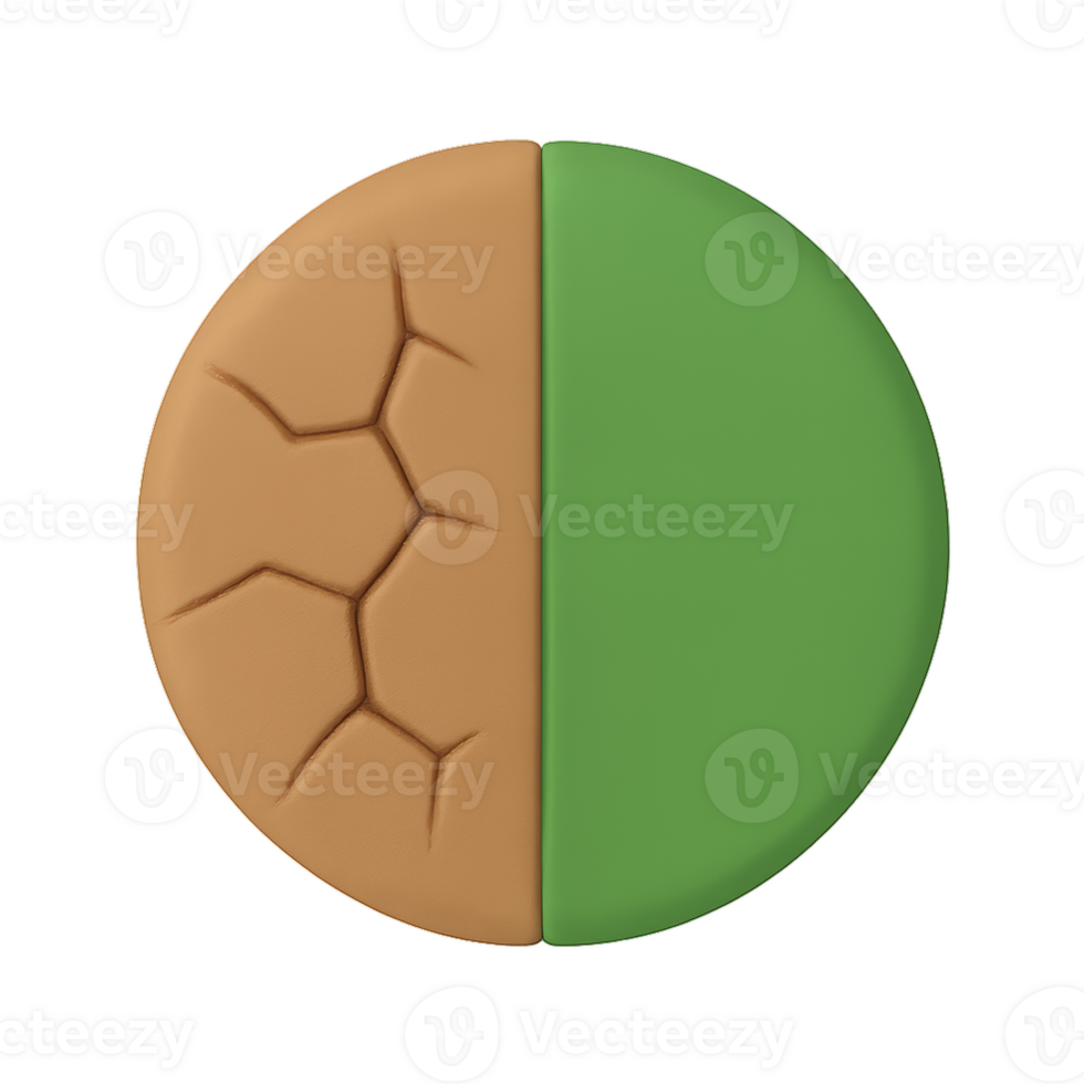 Half Green and Half Brown Circle Representing Nature and Dryness png