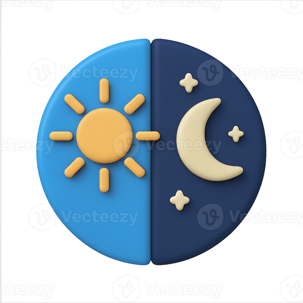 Bright Sun and Moon Design for Day and Night Concept Illustration png