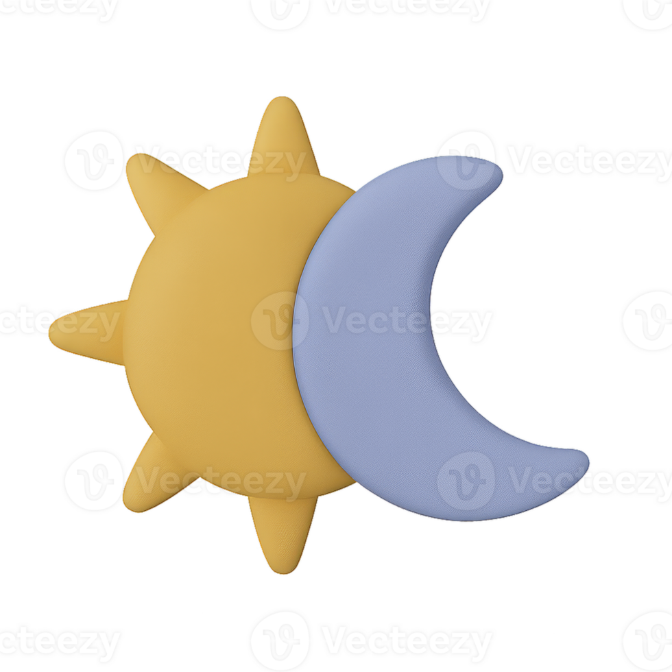 Bright Sun and Calm Moon Design for Day and Night Concept png