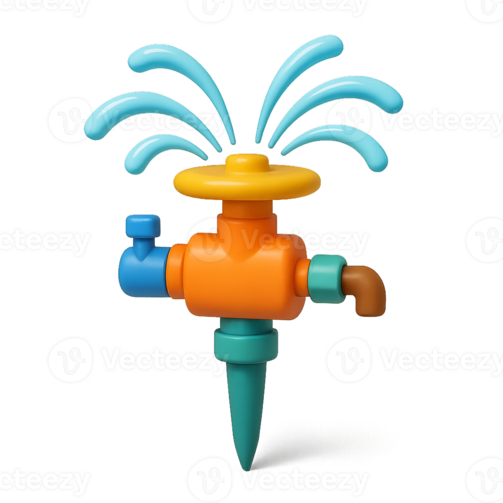 Colorful 3D Sprinkler Design for Playful Outdoor Environments png