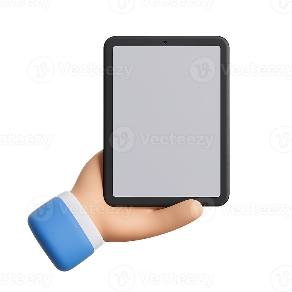 Simple 3D Tablet Model in Hand for Digital Design Projects png