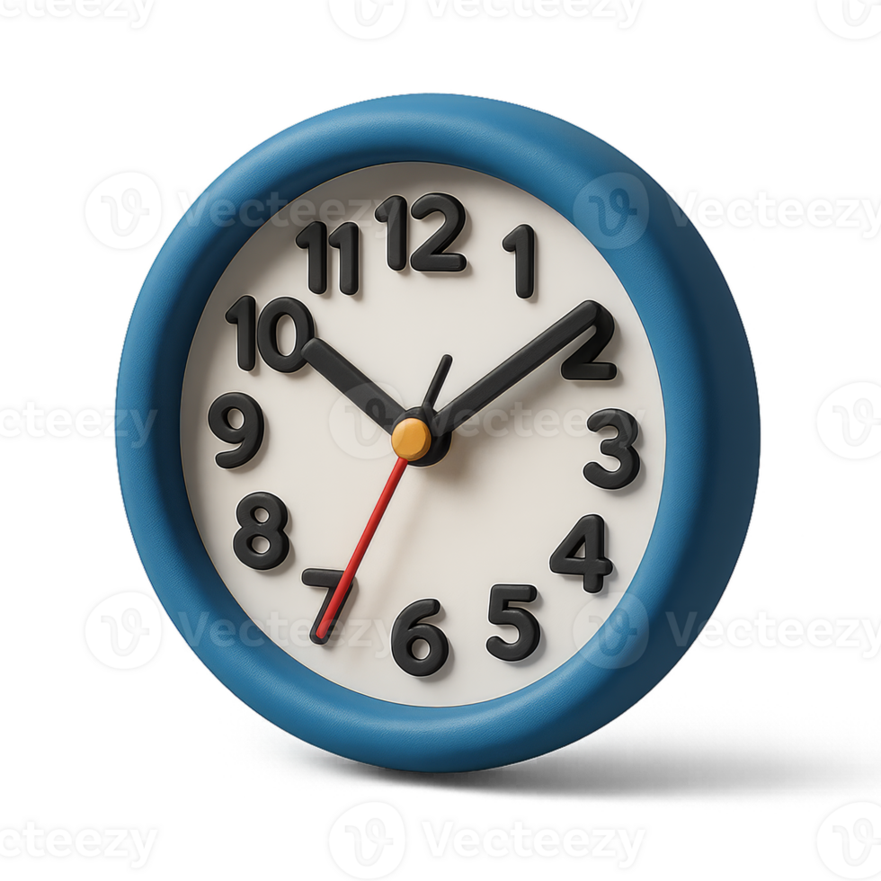 Simple 3D Transparent Clock with Colorful Design and Easy Readability png