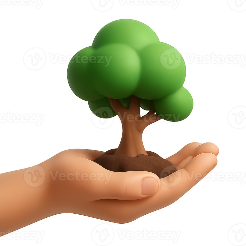Hand Holding a Small Tree in a Gentle Embrace of Nature png