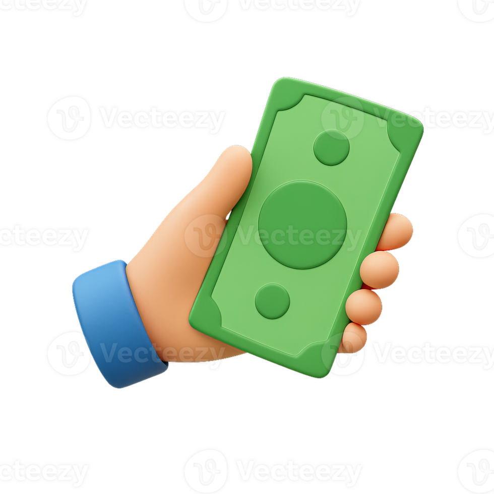 3D Cash Holding in Hand with Simple Design and Soft Colors png