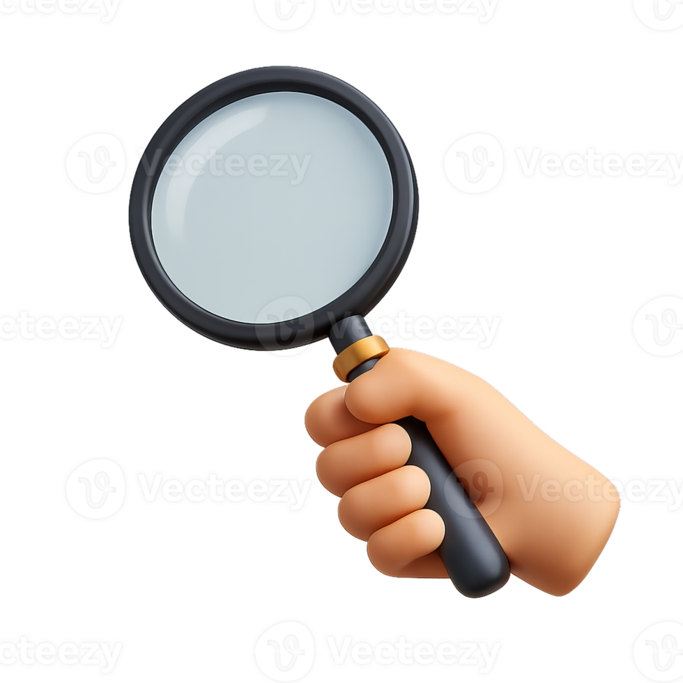 3D Simple Magnifying Glass in Hand for Enhanced Focus and Clarity png