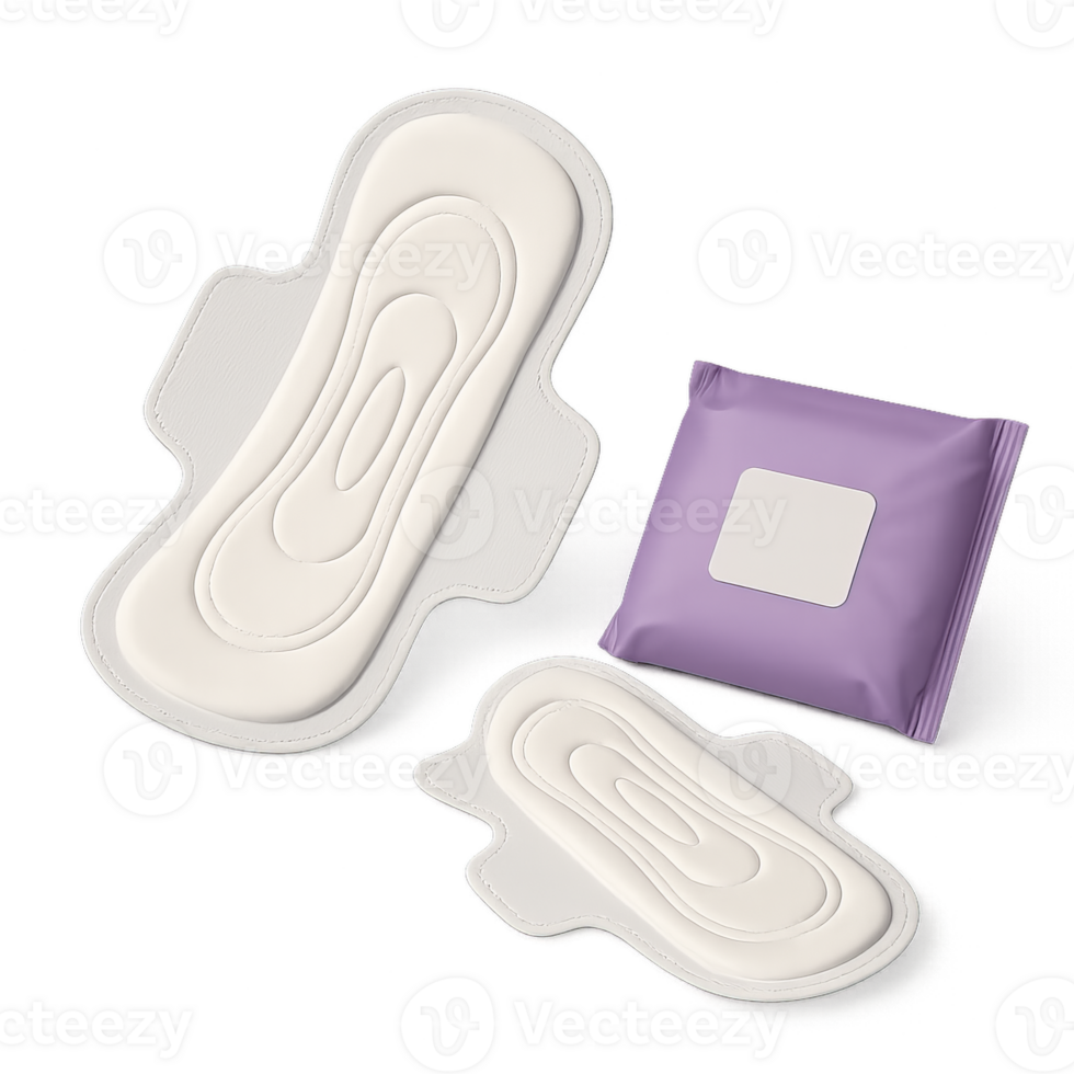 3D Rendering of Simple Sanitary Napkin and Packaging Design png