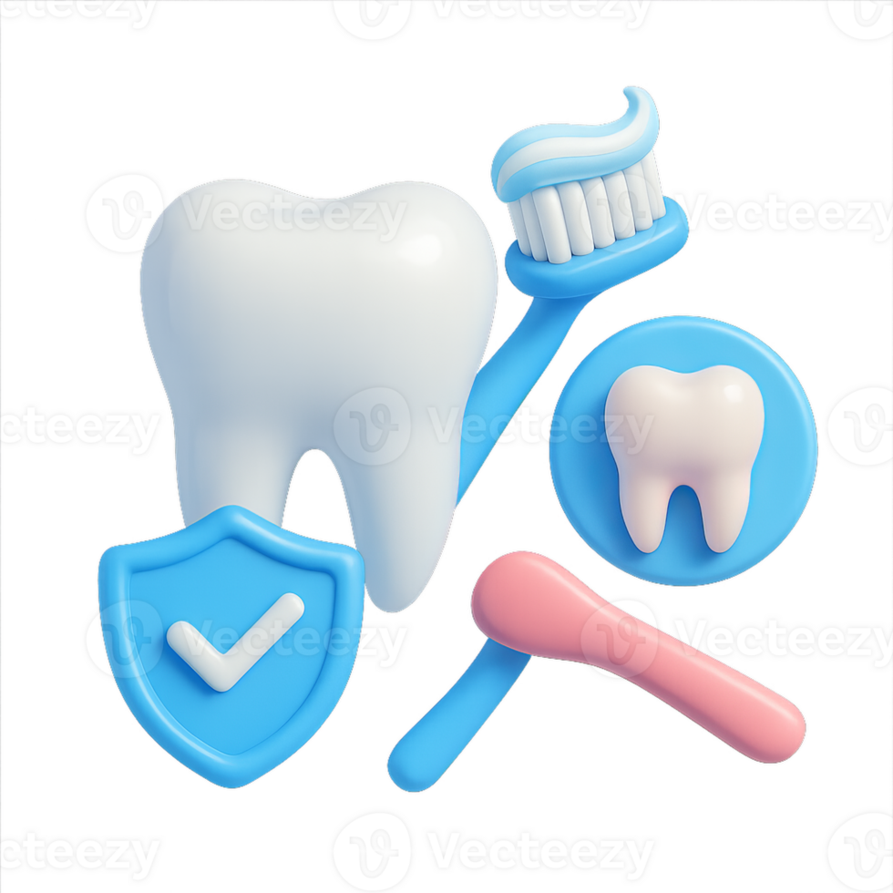 3D Dental Design Elements for Simple Oral Care Concepts png