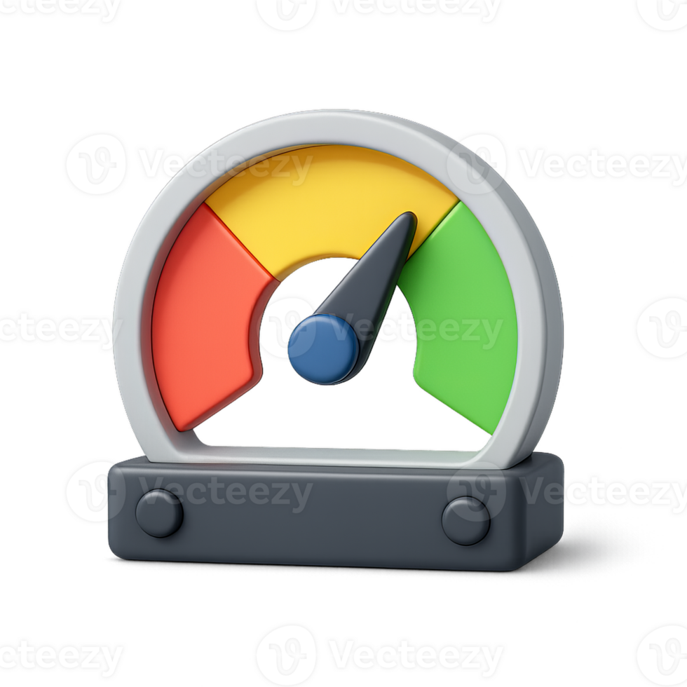 3D Meter Display with Color Indicators for Simple Measurements png
