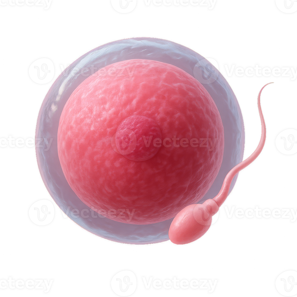 3D Visualization of Egg and Sperm Cell Interaction in Biology png
