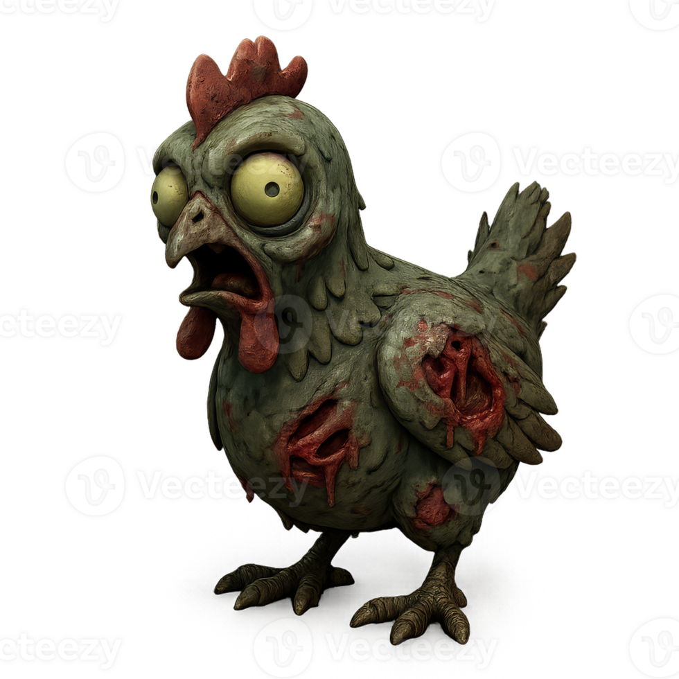 Zombie Chicken Encounter in a Cartoonish Style for Animation Projects png